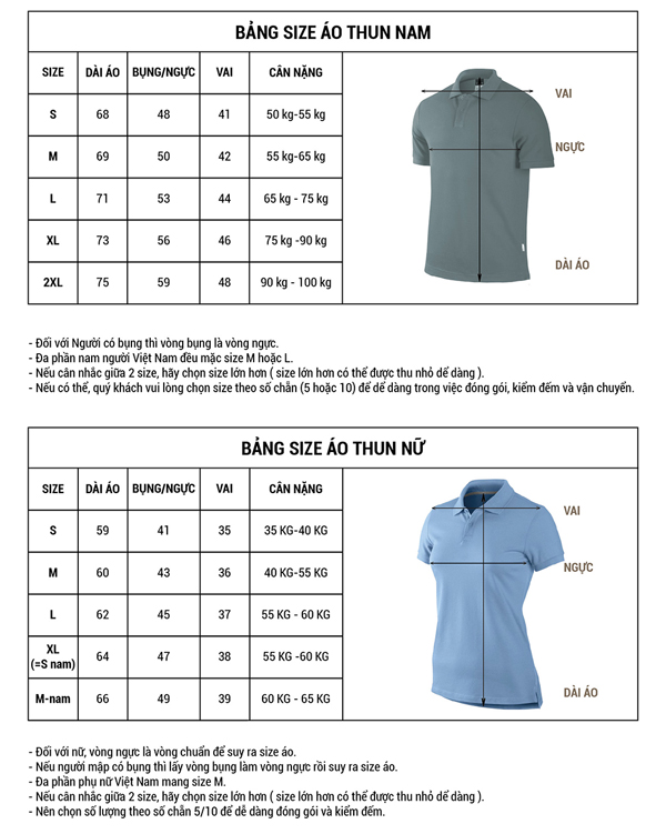 Cách chọn size áo thun đồng phục hợp lý