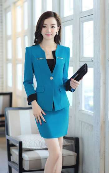 Đồng phục công sở áo vest nữ cao cấp màu xanh dương
