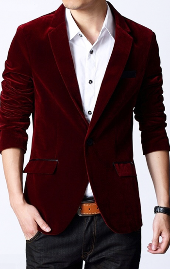 Đồng phục công sở áo vest nam cao cấp màu đỏ rượu (vải nhung)