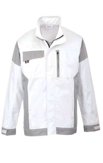 Đồng phục bảo hộ áo khoác cao cấp tay dài màu trắng phối xám