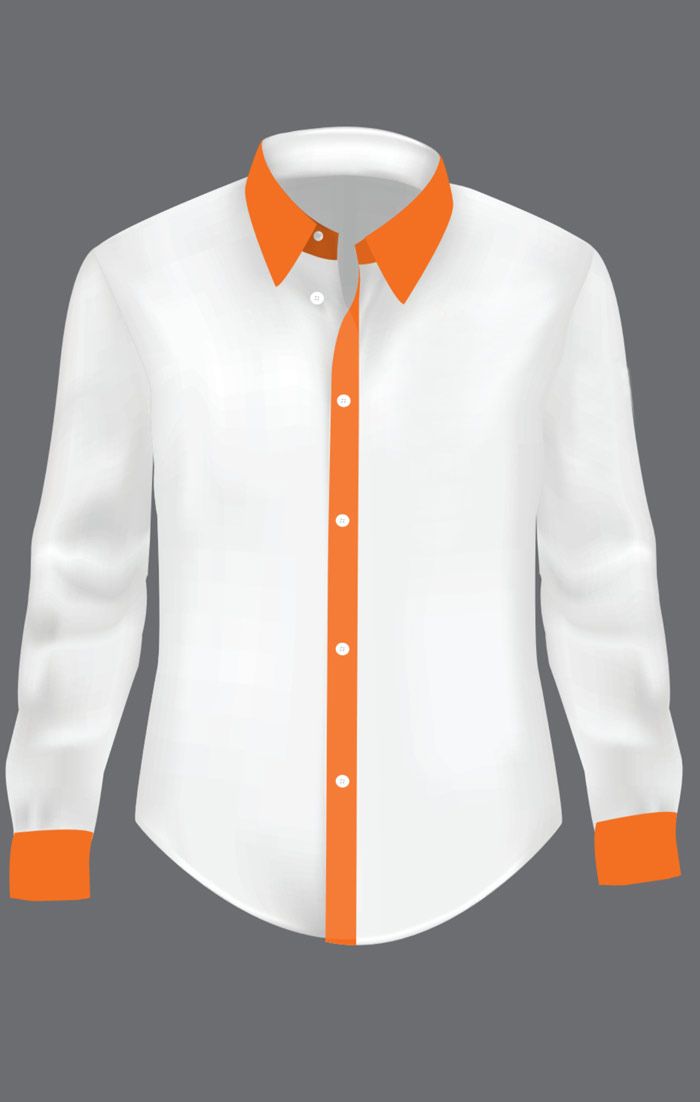 Đồng phục công sở áo sơ mi nữ tay dài màu trắng viền cam